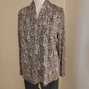 Talbots Black & White Abstract Dot Long Sleeve V-Neck Pullover Blouse Women 2X